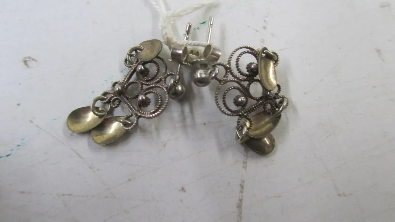 Pair Of Vintage Sterling Silver Earrings