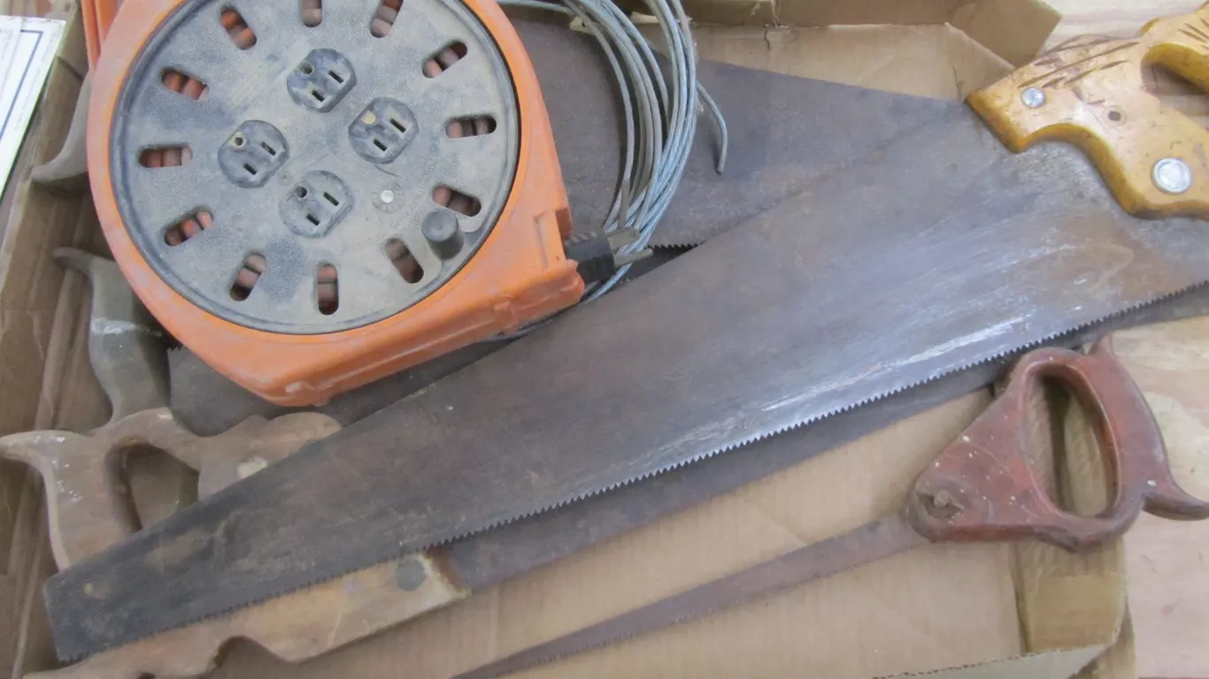 Cord Reel And Assorted Hand Saw