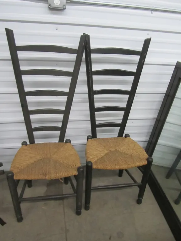 (2) Wood Wicker Bottom Chairs