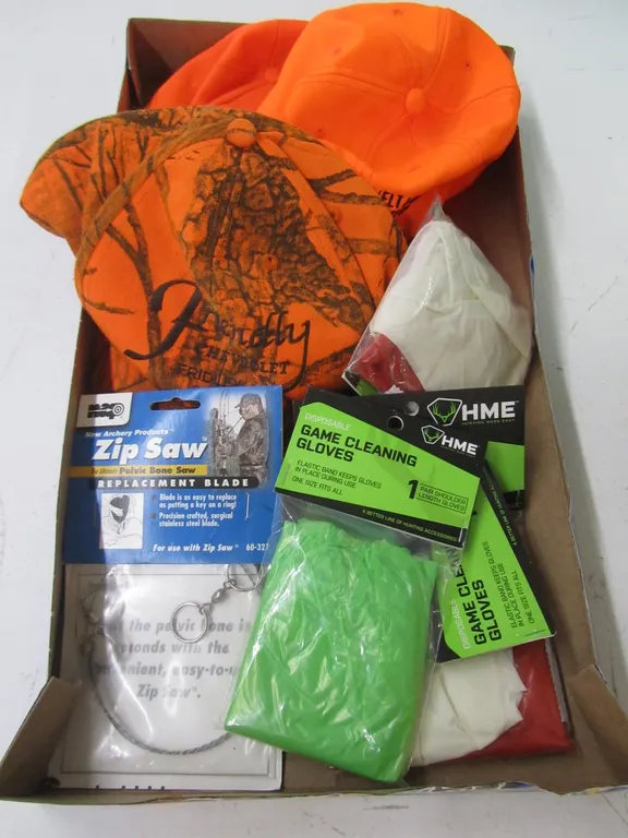 Flat Of Assorted Hunting Supplies