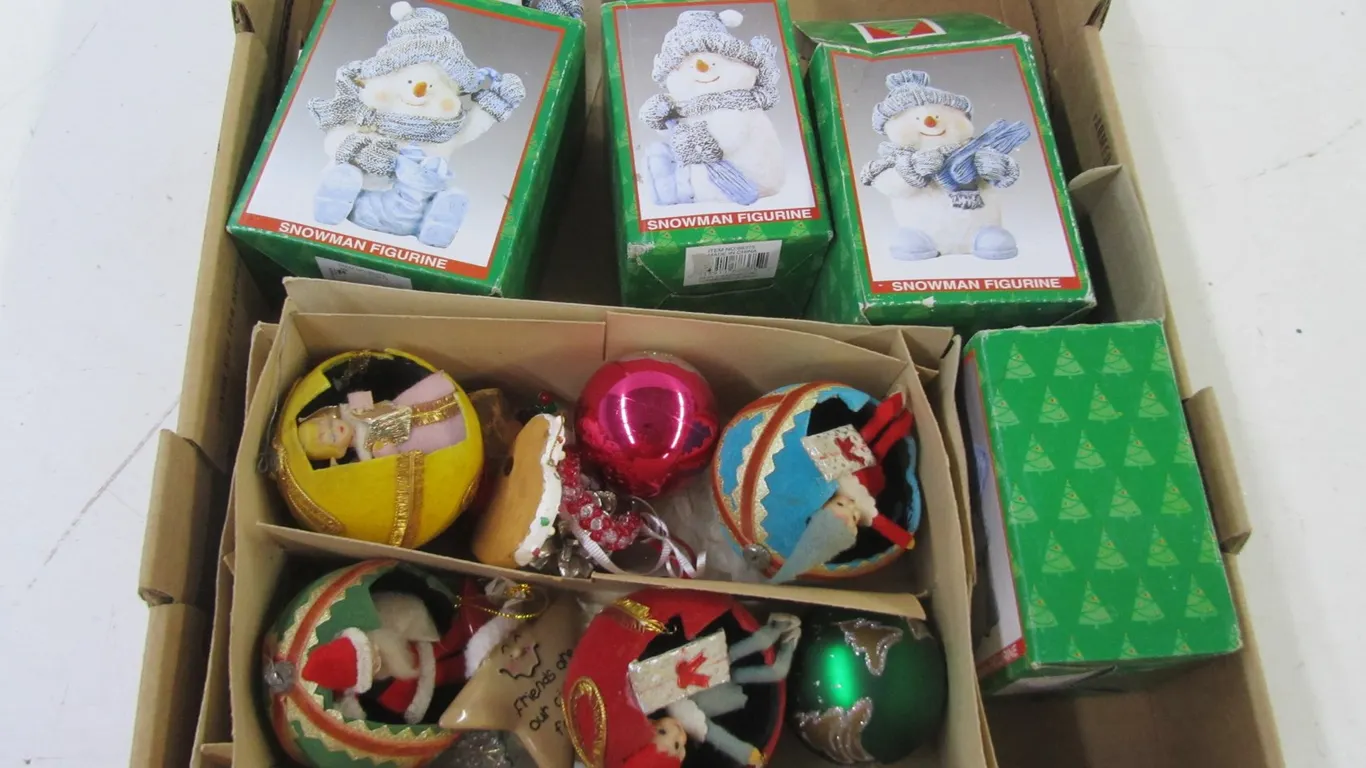 Lot Of Assorted Christmas Ornaments And Figures
