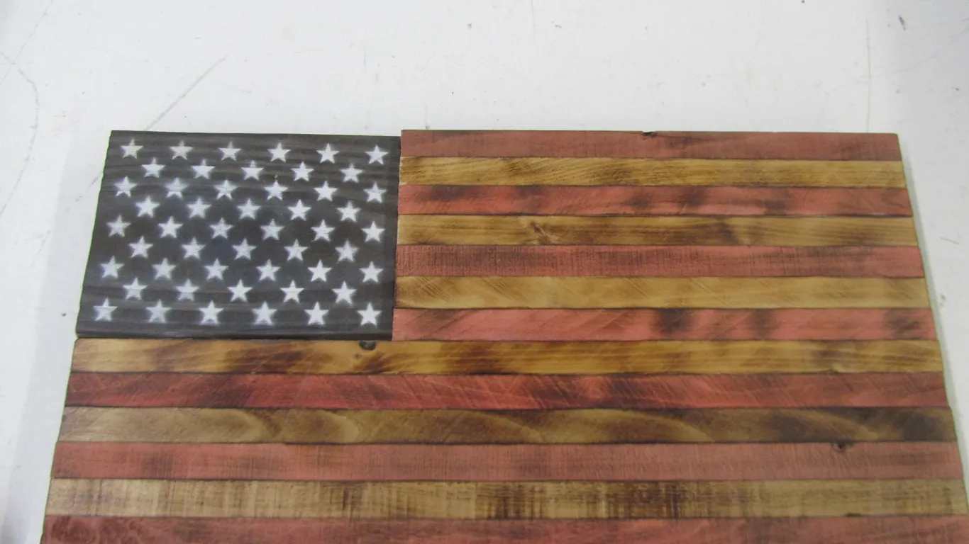 Wood American Flag Wall Hanging