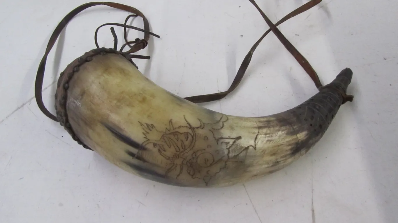 Hand Carved Powder Horn