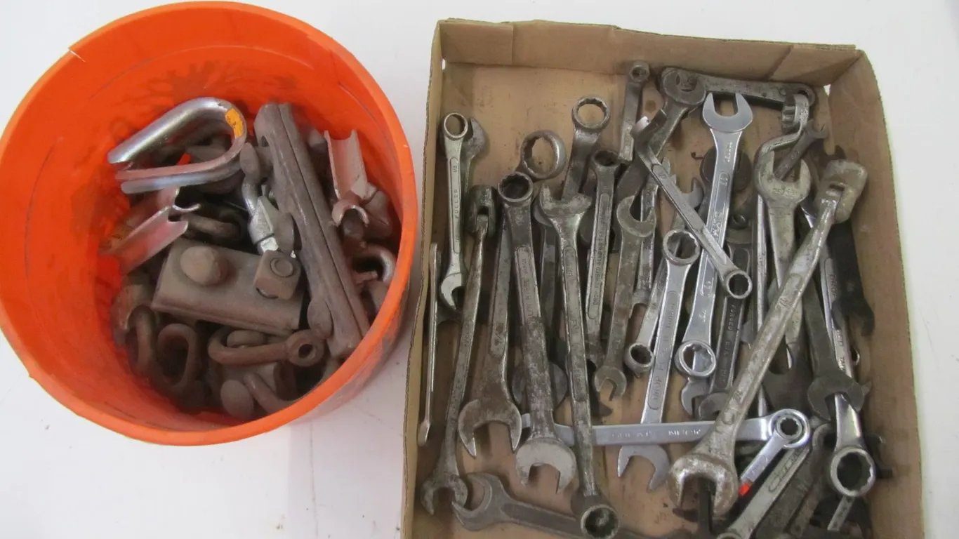 Flat Of Assorted Combination Wrenches And More