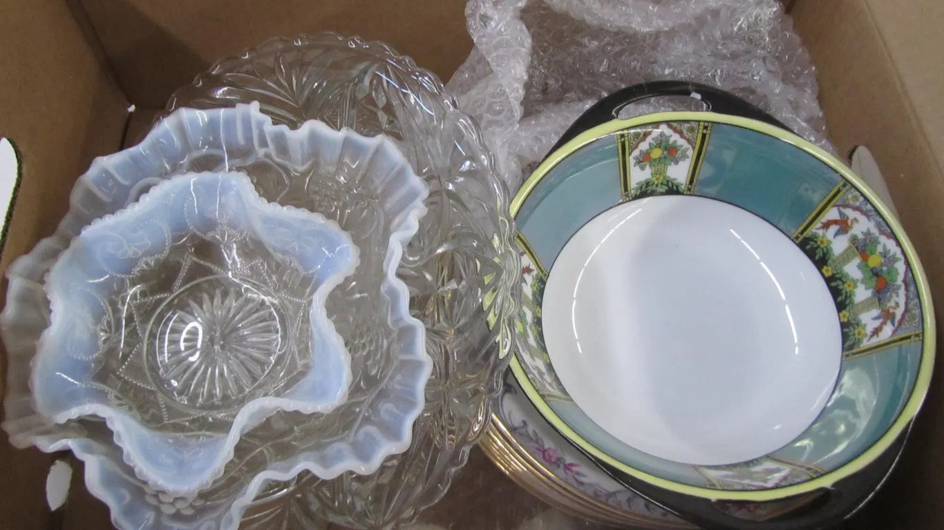 Box Of Decorative And Crystal Glass Bowls