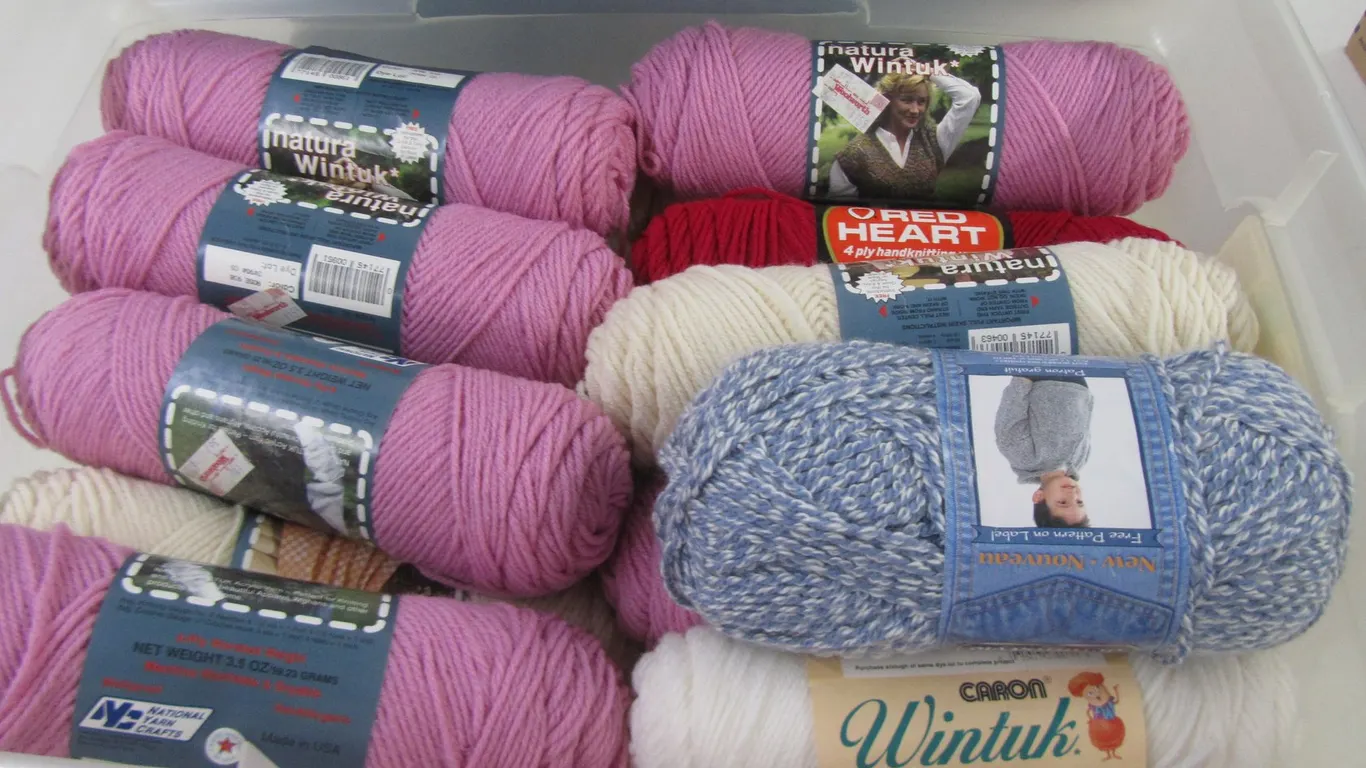 Tub Full Of New Yarn Rolls