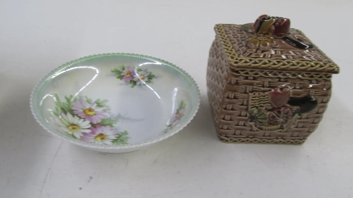 Decorative Serving Bowl And Ceramic Cookie Jar