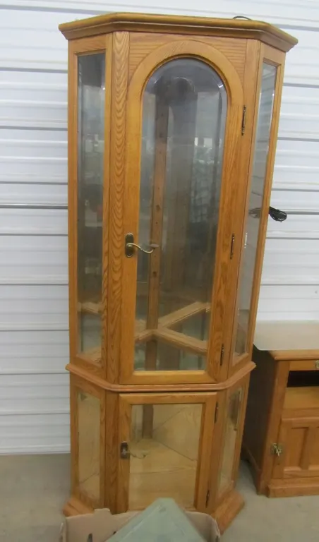 Lighted Mirror Back Curio Cabinet
