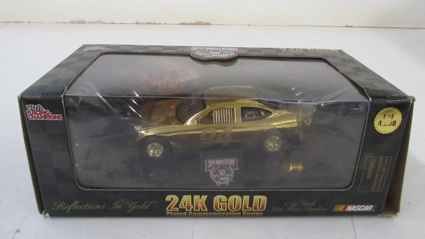 Racing Champions Nascar 50th Anniversary 24K Gold Bill Elliot "Reflections In Gold" Die Cast Replica