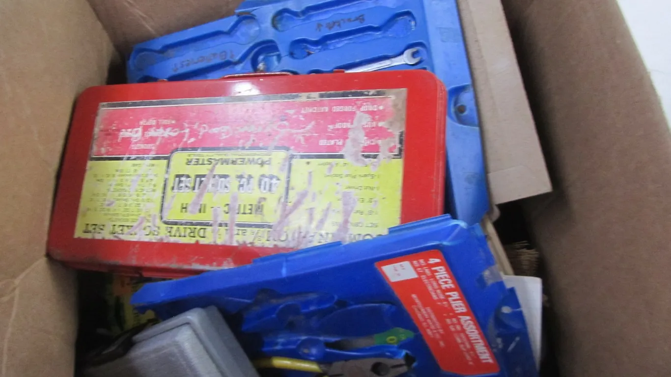 Box Of Assorted Tools And Hardware