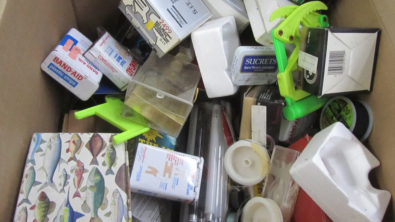 Box Full Of Assorted Fishing Supplies