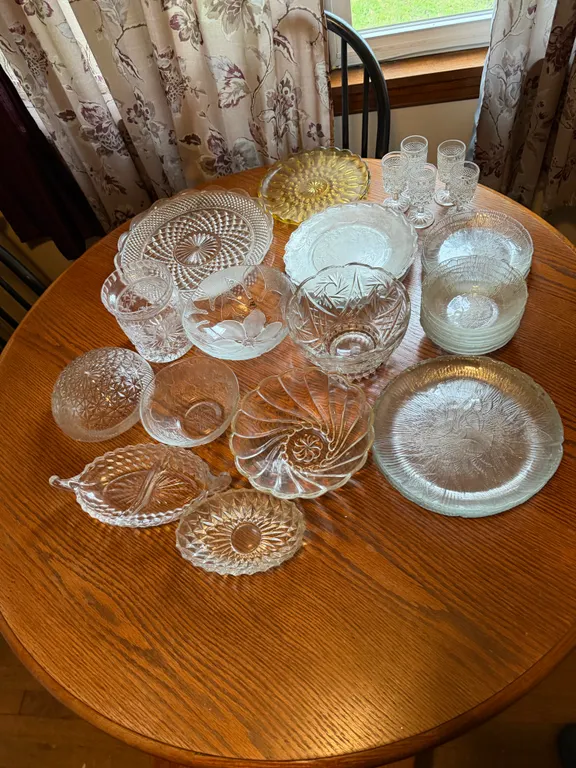 Glass Serving Dishes, Bowls & Stemware Lot