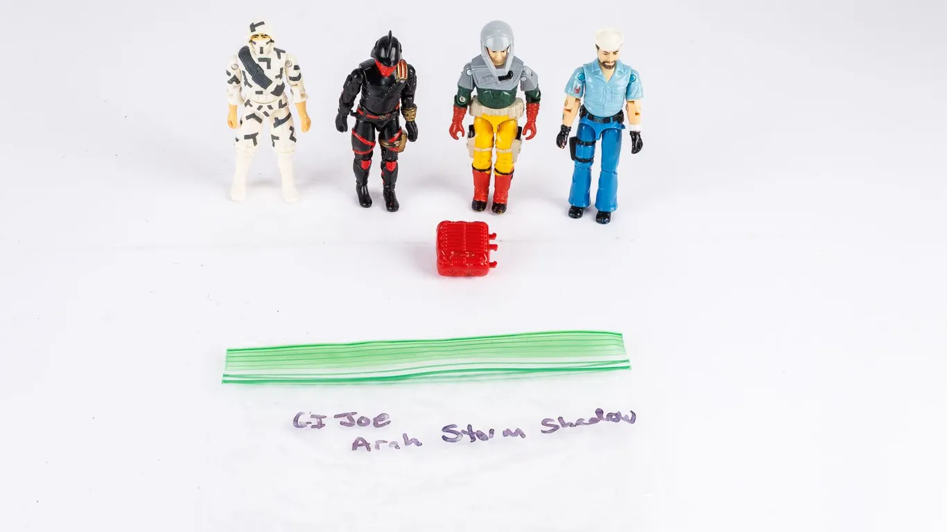 Vintage G.I. Joe Action Figure Lot - Storm Shadow v2, Shipwreck, Iron Grenadier, Back-Stop