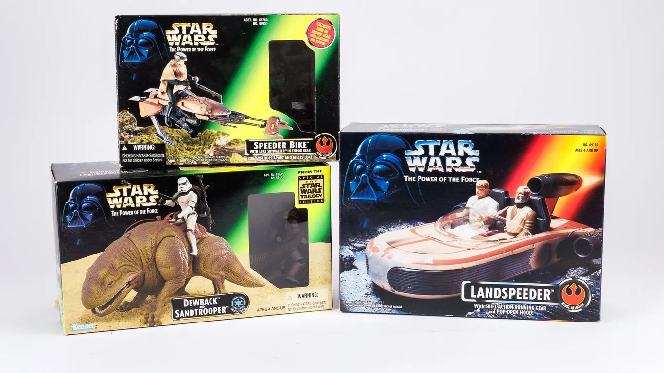 Star Wars Power Of The Force Vehicles - Dewback, Landspeeder, Speeder Bike
