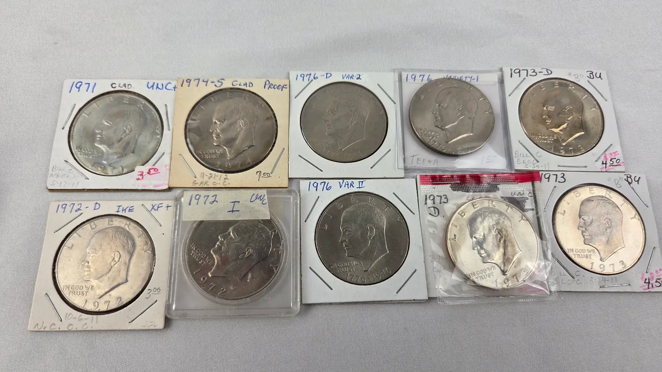 Group of 10 Eisenhower Dollar Coins