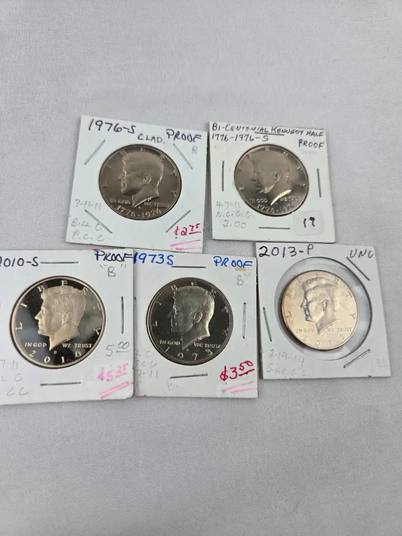Group of 5 Kennedy Proof Half Dollars