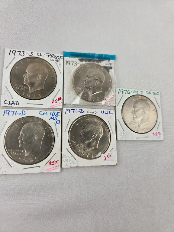 Group of 5 Eisenhower Dollar Coins
