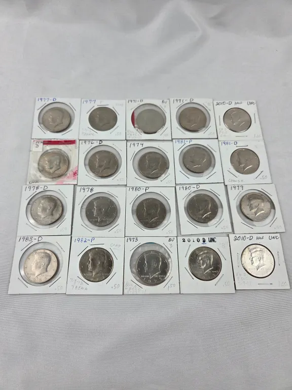 Group of 20 Kennedy half dollar coins