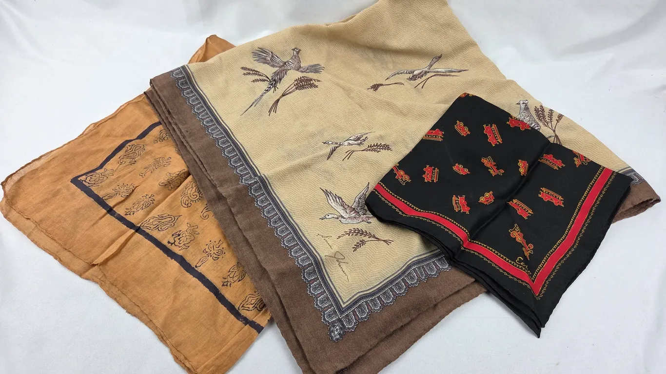 Trio of Vintage Designer Scarves including Ginnie Johansen and Echo