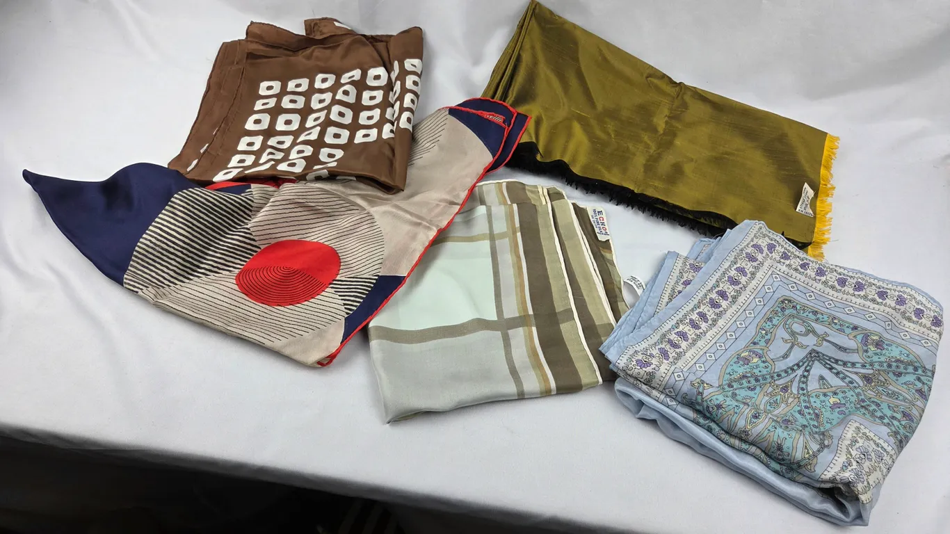 Group of 5 Vintage Scarves including Designer Echo silk