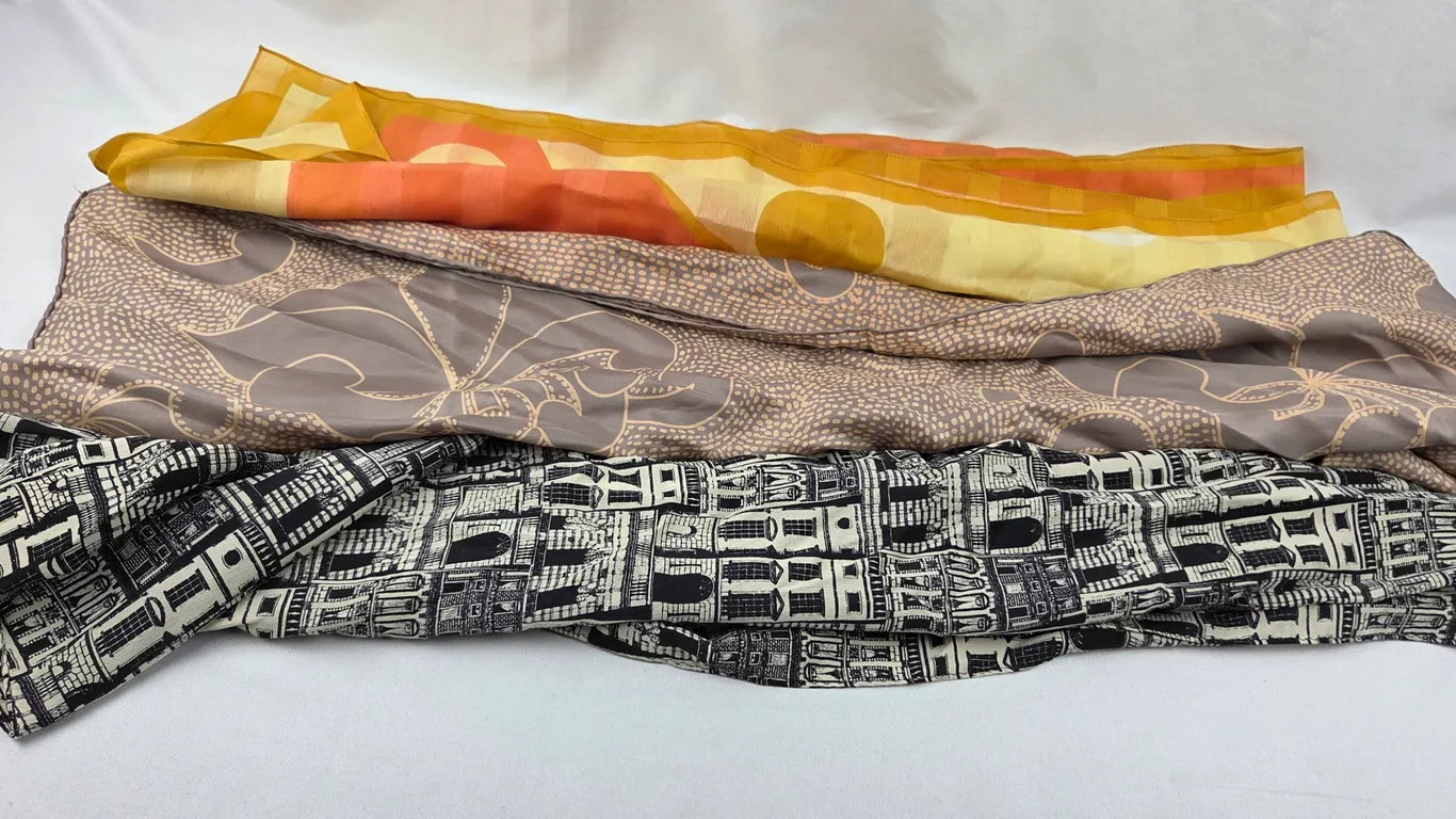 Trio of Long Vintage Scarves