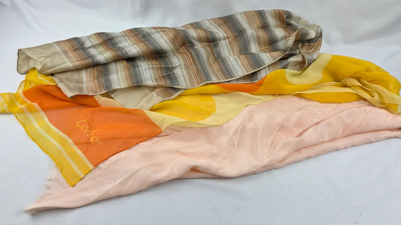 A trio of Vintage Designer Scarves in Designer Echo