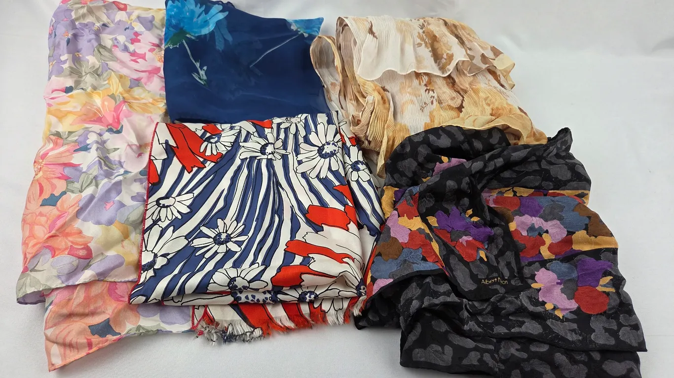 Group of 5 Vintage Fashion Scarves