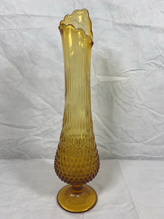 Fenton Amber Hobnail 18.5" Swung Vase
