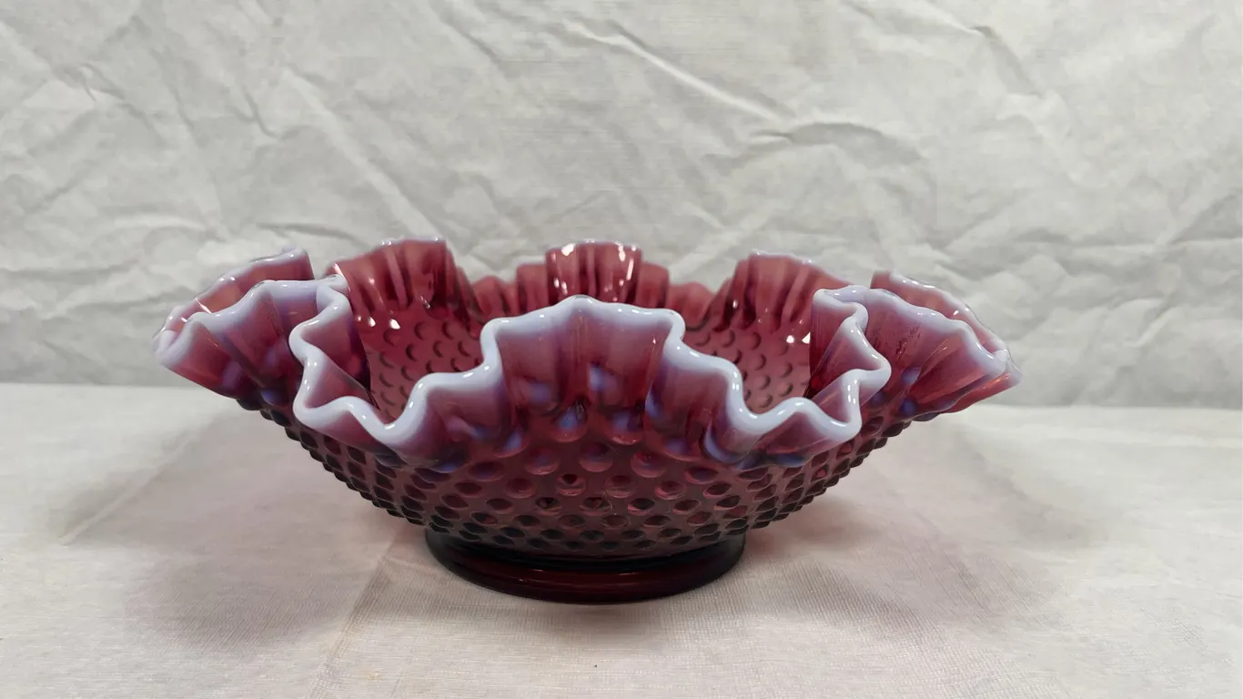 Fenton Plum Opalescent Hobnail Bowl