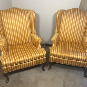 Queen Anne Orange Wing Back Chairs