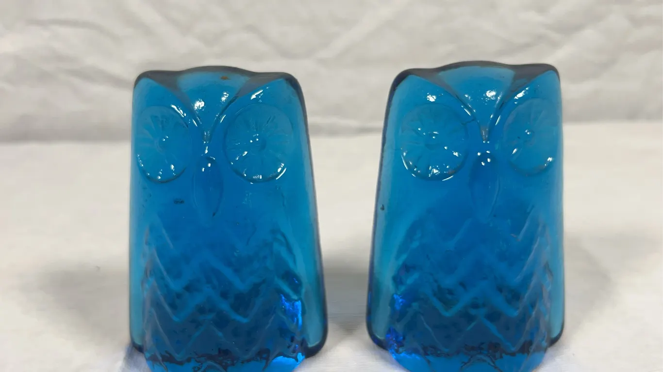 Blenko Glass Owl Bookends