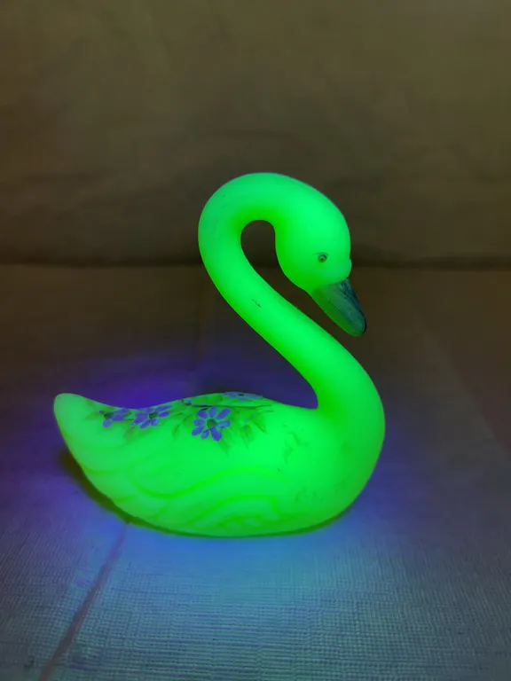 Fenton Satin Custard Hand Painted Swan