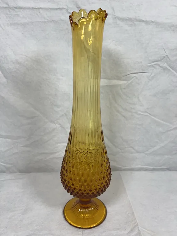 Fenton Amber Hobnail 18" Swung Vase