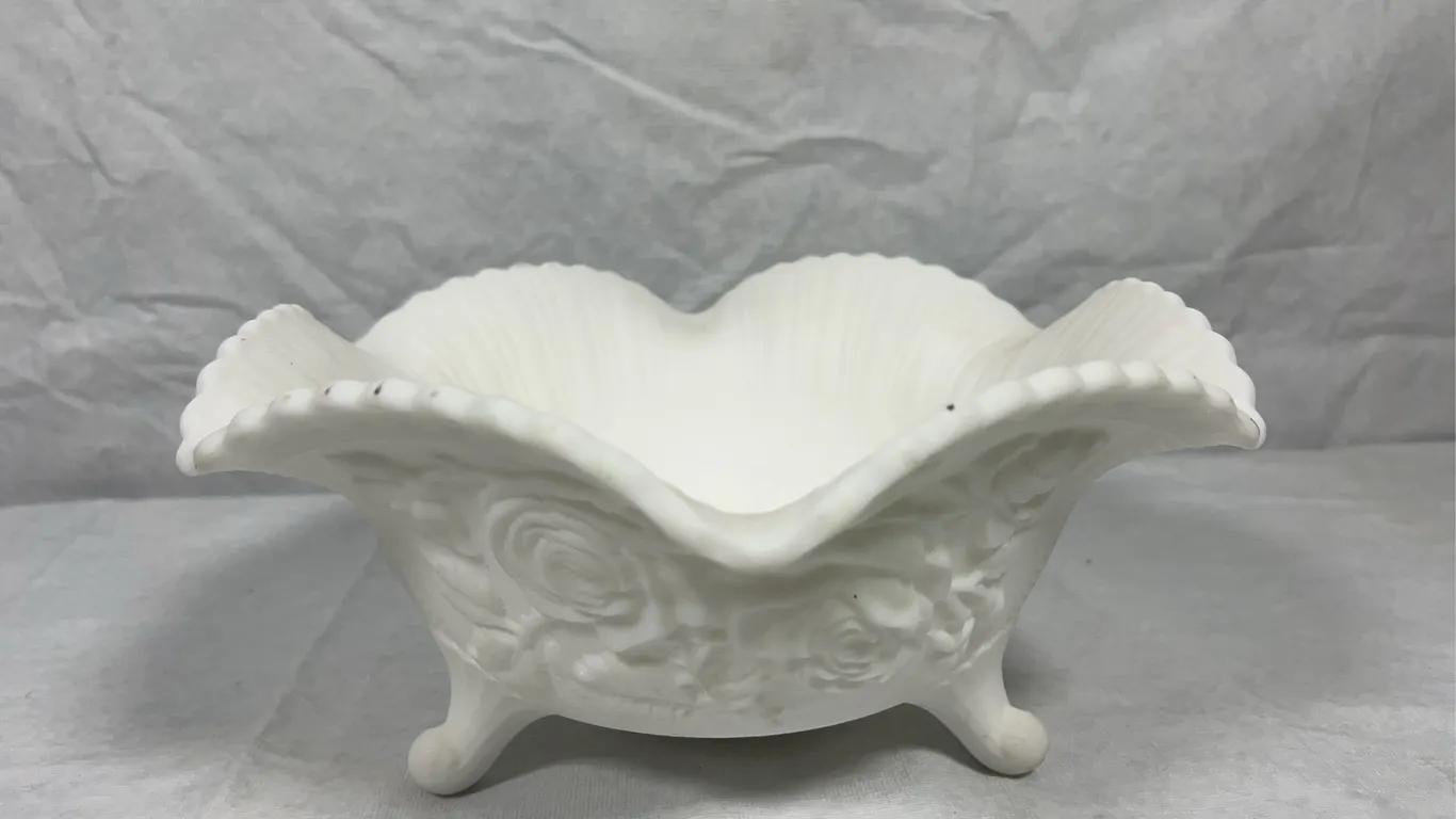 Imperial Satin Embossed Rose Tri-Footed Bowl