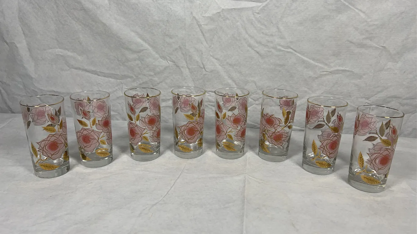 MCM Libbey Pink Rose Tumblers