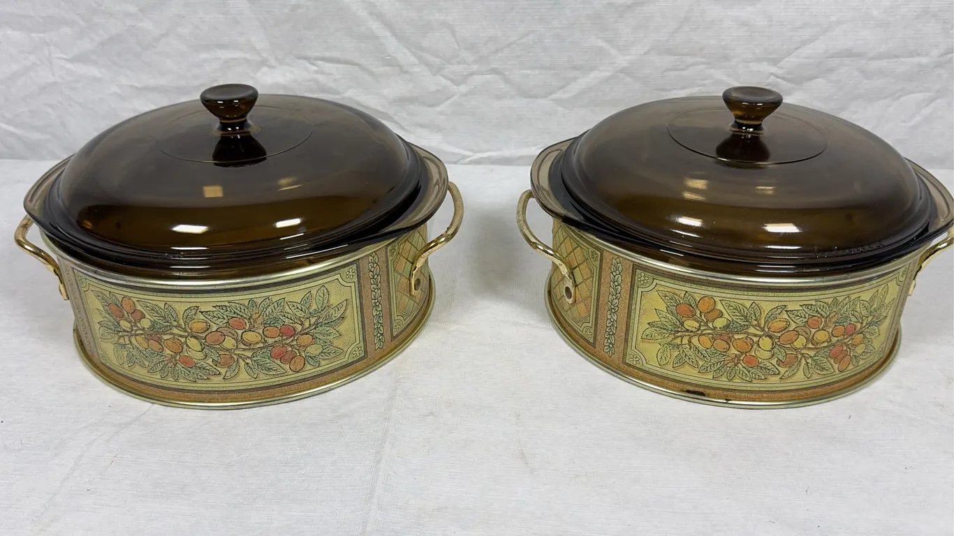 Pyrex Casseroles with Metal Servers
