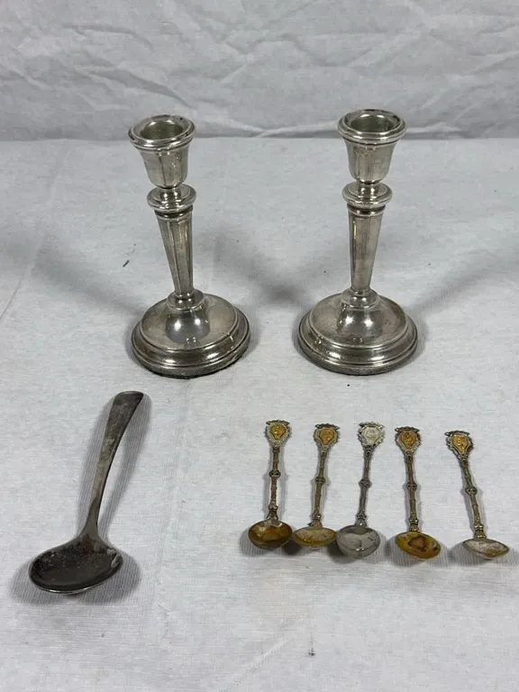 Candlesticks & Souvenir Spoons