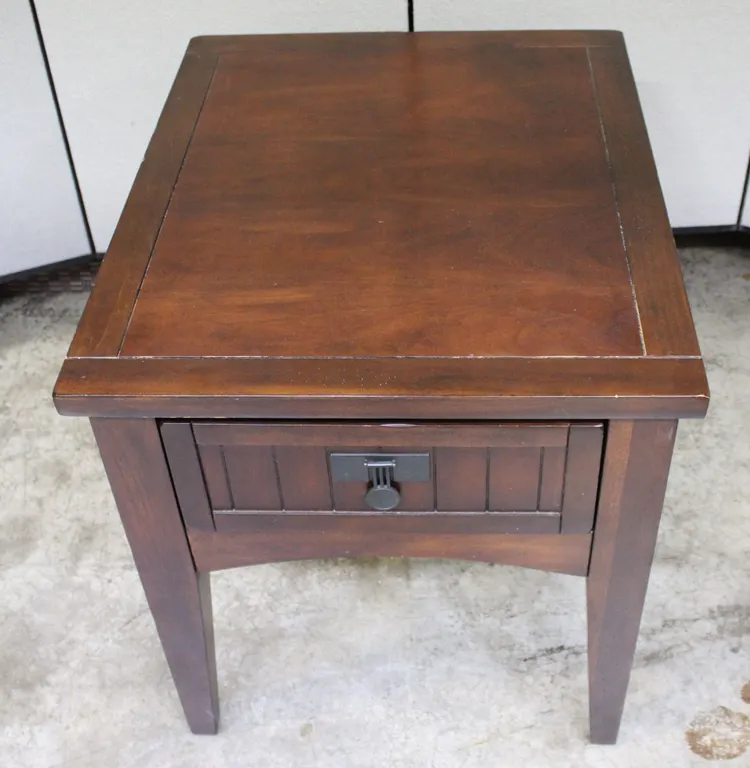 Wood End Table with Single Drawer