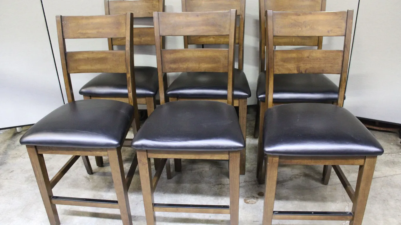 6 Whalen Bar Chairs Faux Leather Seats