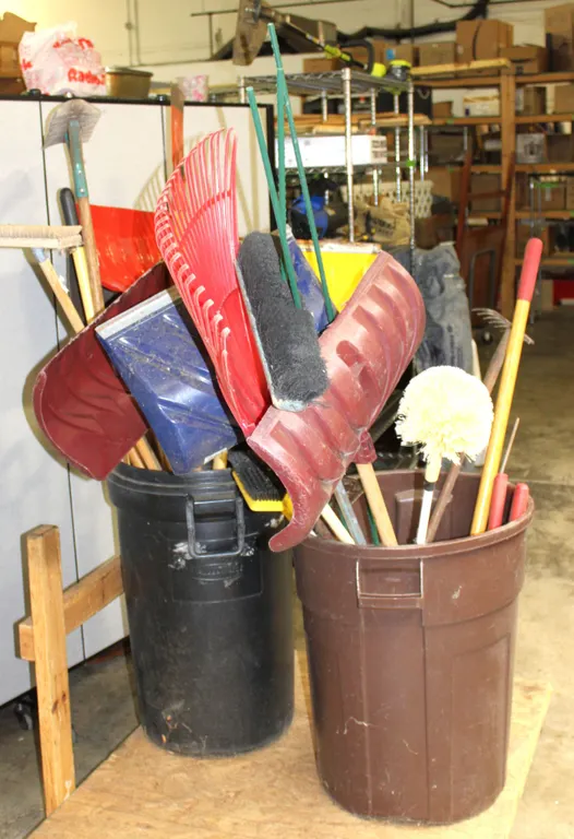 Trash Cans With Yard Tools