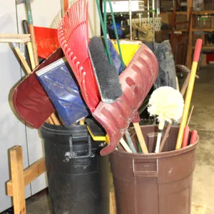 Trash Cans With Yard Tools