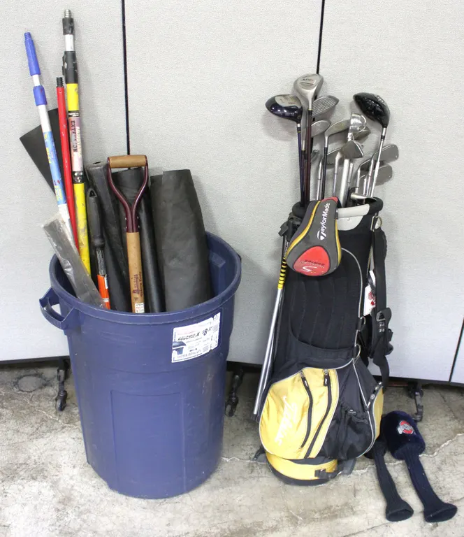 Golf Clubs w/TaylorMade R580XD & Yard Tools