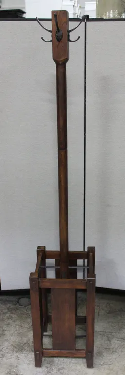 Wooden Coat Rack With Metal Hooks Stand