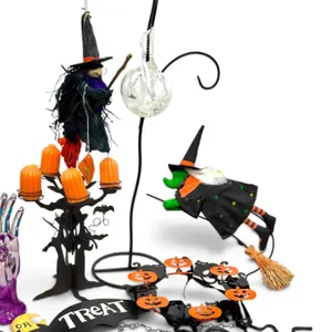 Gothic Tree Candelabra, Witch Figures & Halloween Garland Lot