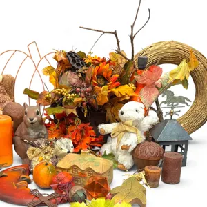 Fall Harvest Wildlife Collection: Ceramic Squirrel & Moon Plaque