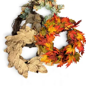 Three Seasonal Decorative Leaf Wreaths