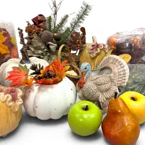 Fall-Themed Decor Lot Featuring Ceramic and Faux Elements