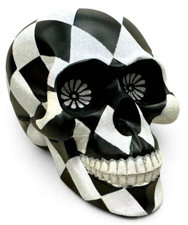 Retired Christopher Radko Harlequin-Pattern Skull Decoration, 2014