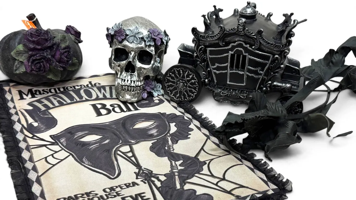 NEW Day of the Dead LED Light-Up Hearse Carriage Figurine with Decorative Elements