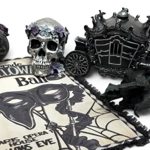 NEW Day of the Dead LED Light-Up Hearse Carriage Figurine with Decorative Elements
